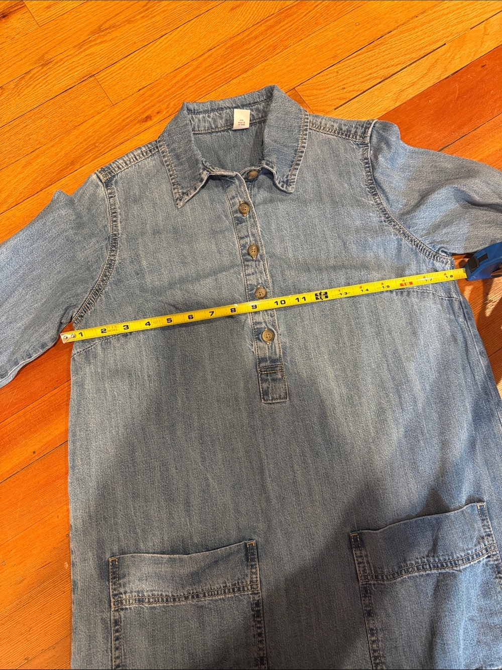 Old Navy Light Blue Denim Long 3/4 Sleeve Shirt Dress - Picture 4 of 4